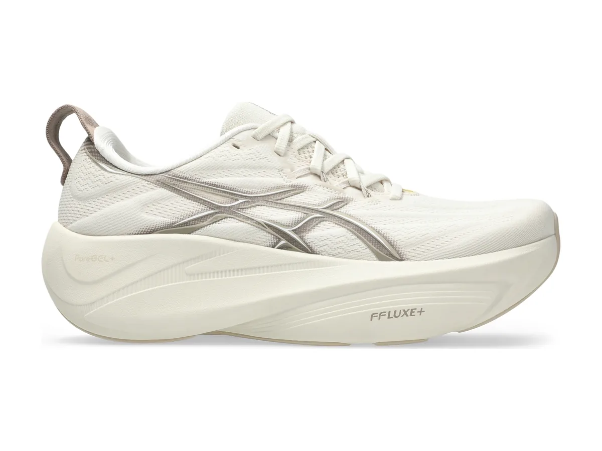 ASICS Gel-SlowCush max cushion running shoe in cream, side view