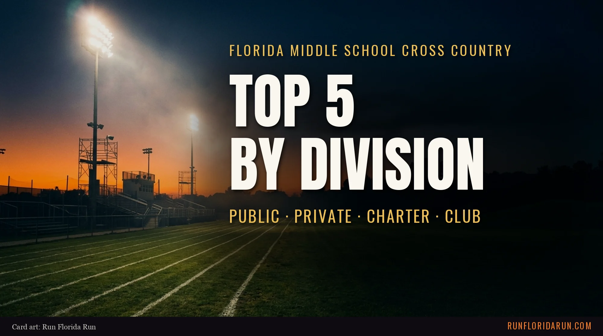 Florida Middle School Cross Country Top 5 by Division: Public, Private, Charter and Club