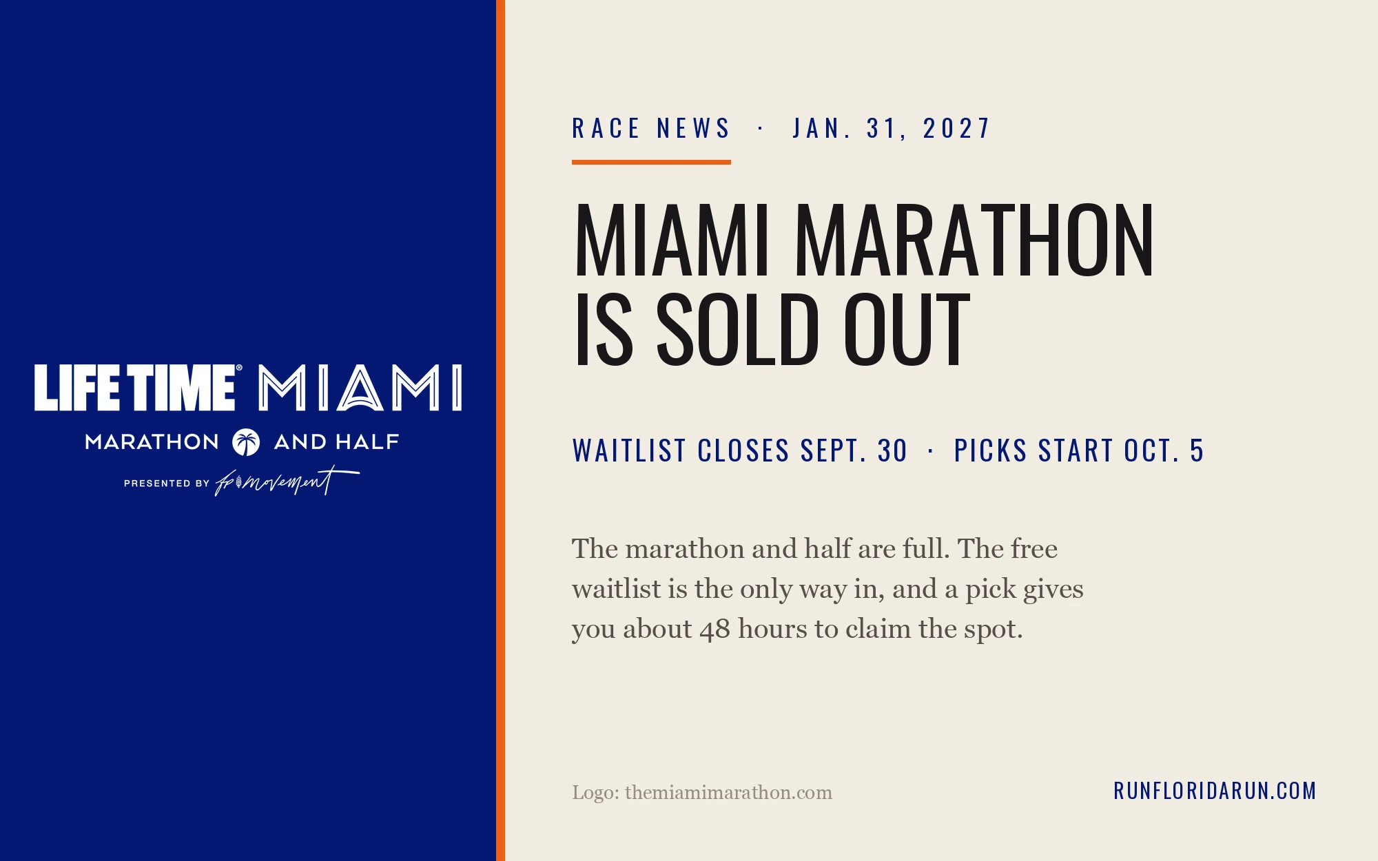 Miami Marathon 2027 Is Sold Out: How the Waitlist Works Before It Closes Sept. 30