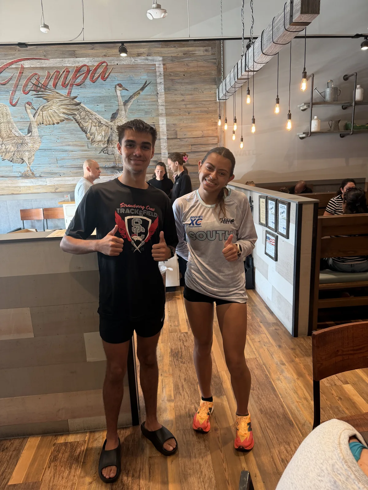 Natalia Gaona-Zelaya and a Strawberry Crest runner give a thumbs up at First Watch in Tampa