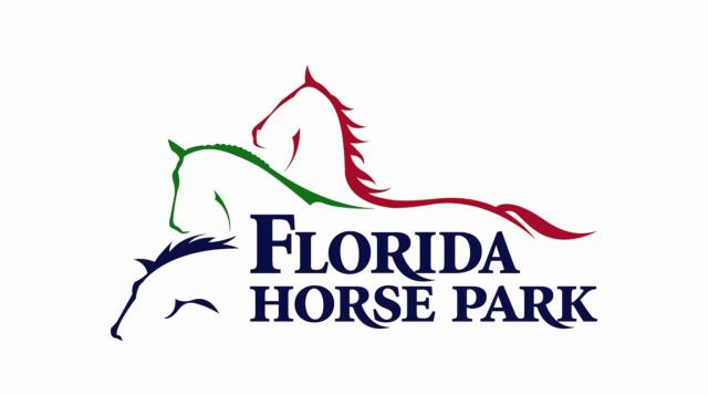Florida Horse Park logo: three horse heads in navy, green and red above the words Florida Horse Park